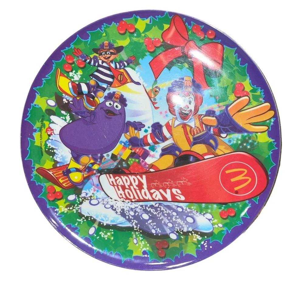 2 Collectible McDonalds‎ Happy Holidays Christmas snowboard Ronald plates 2004